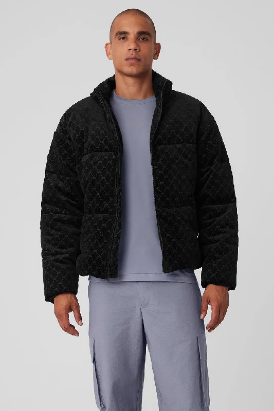 Debossed Corduroy Stage Puffer - Black