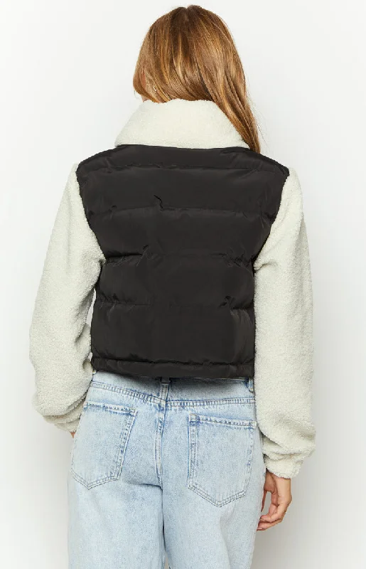 Maelle Black Sherpa Puffer Jacket