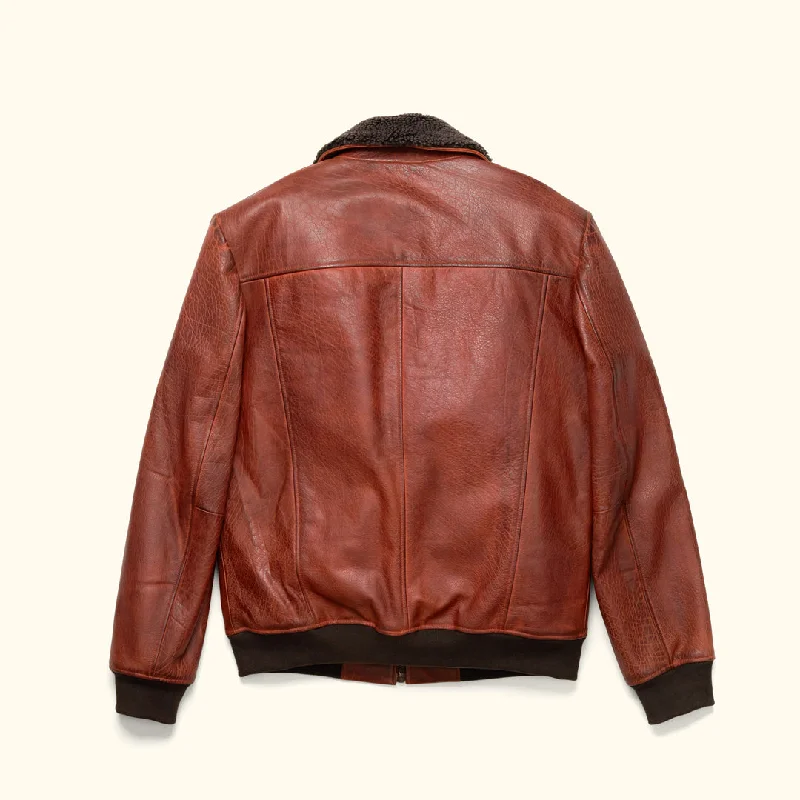 Limited Maverick Leather Bomber Jacket | Buffalo Grain Brown