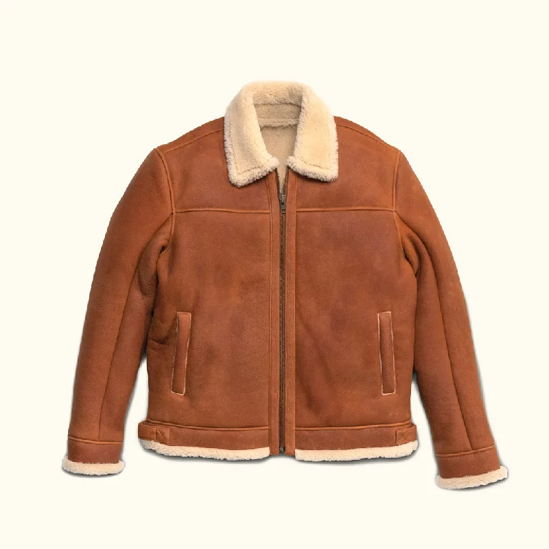 Shearling Leather Bomber Jacket | Whiskey Brown