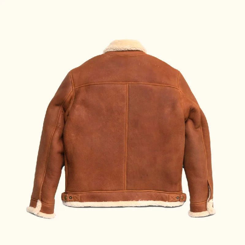 Shearling Leather Bomber Jacket | Whiskey Brown