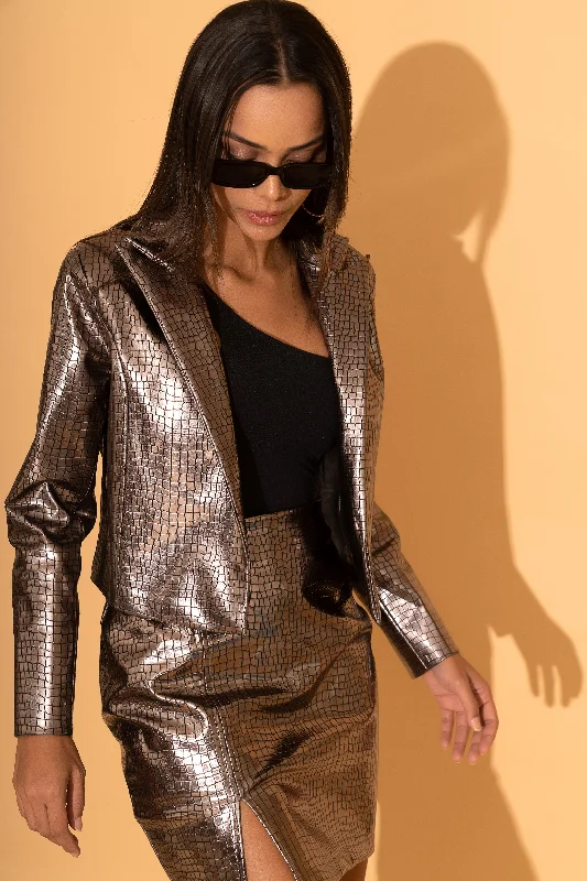 Metallic Croc Blazer