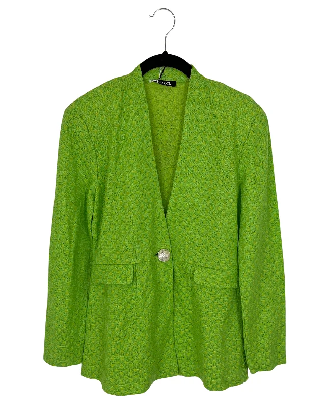 Bright Green Tweed Jacket - Size 2- 26W