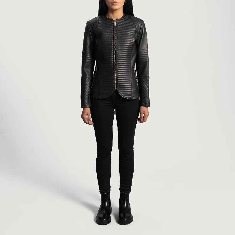 Nexi Quilted Black Leather Jacket