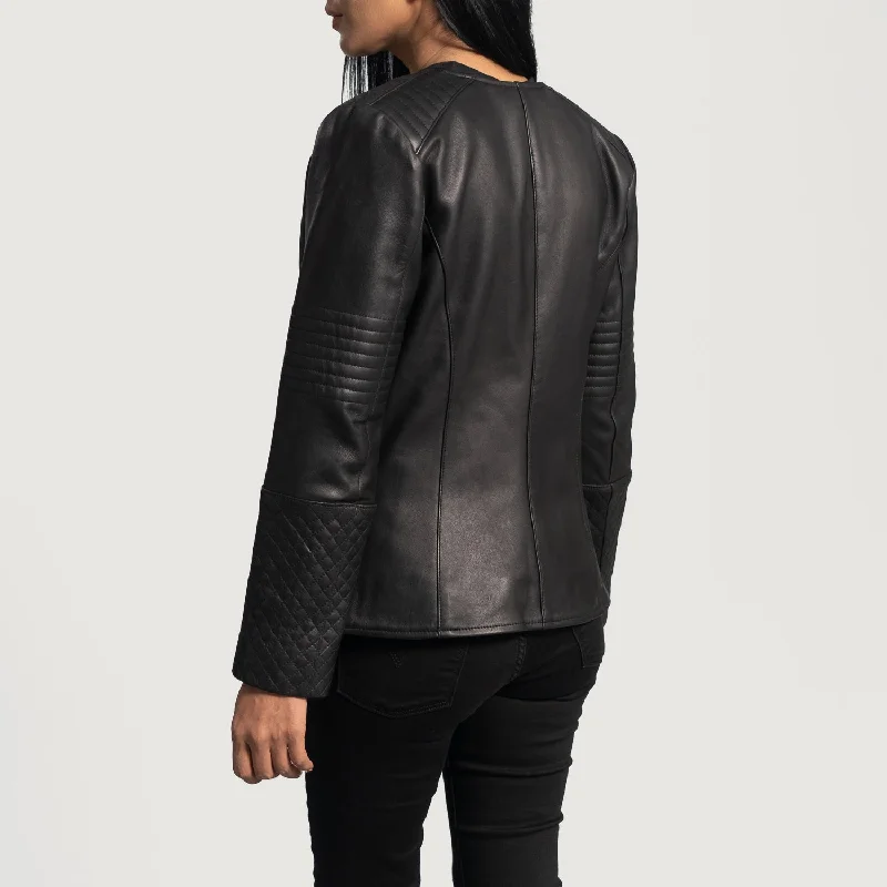 Nexi Quilted Black Leather Jacket