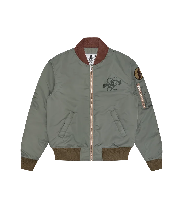 NYLON SHELL BOMBER JACKET - OLIVE