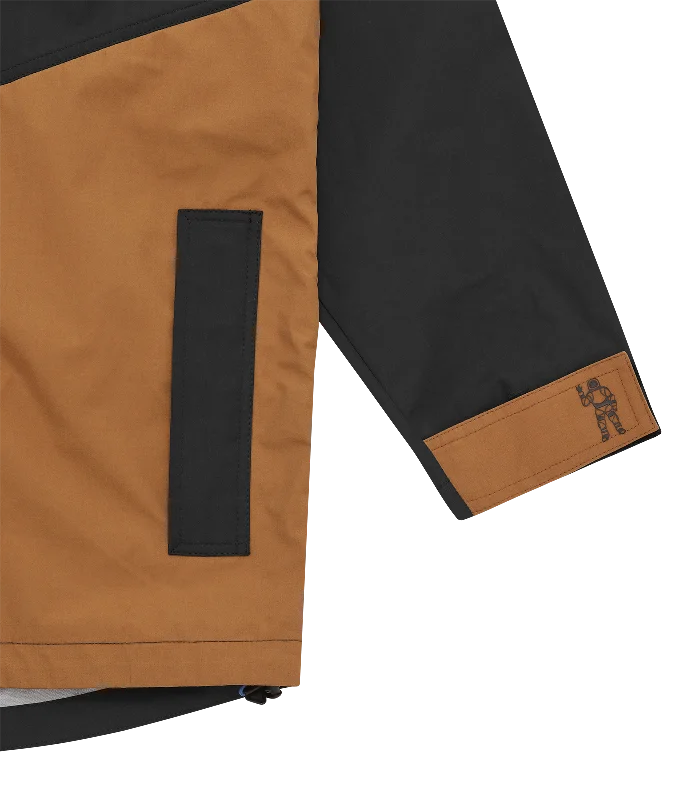 PANELLED RAIN JACKET - BLACK/BROWN