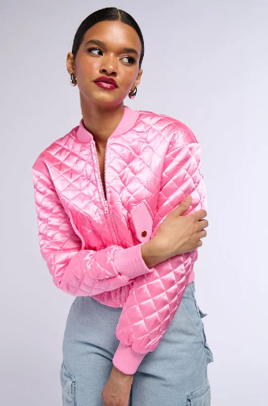 PINK QUILTED SPRING BOMBER