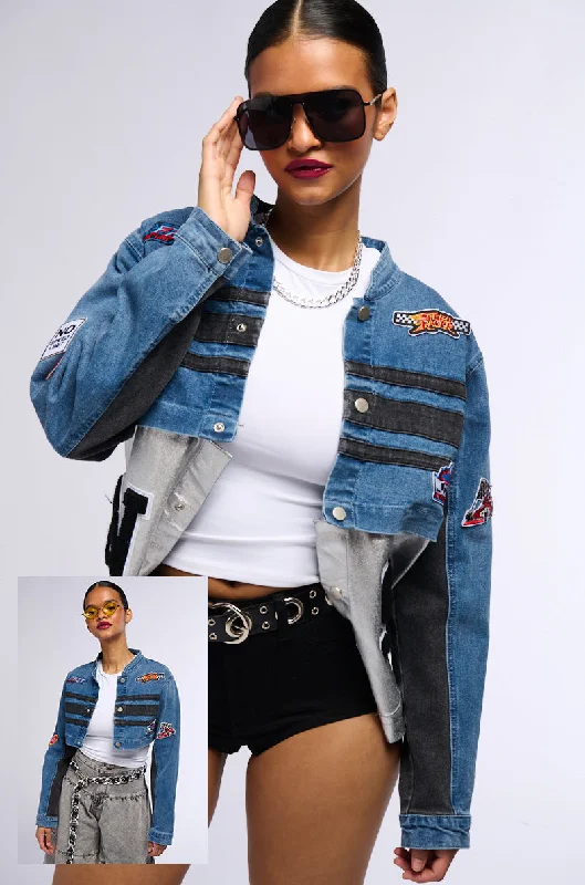 RACING QUEEN DENIM TWO IN ONE BOMBER