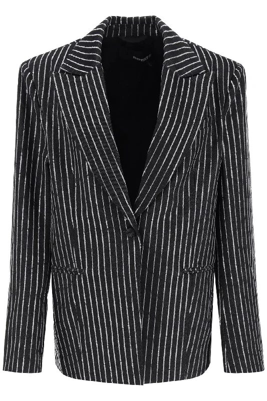 Rotate blazer with sequined stripes 112029100 BLACK