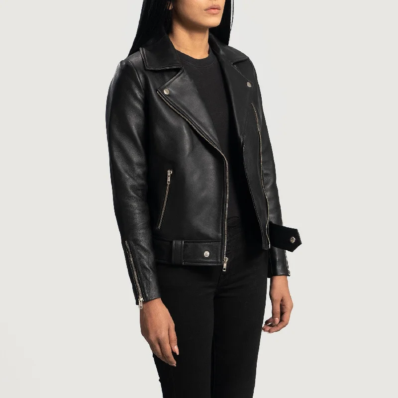 Rumy Black Leather Biker Jacket