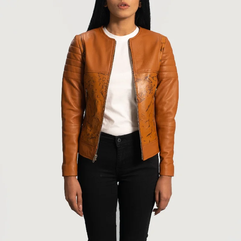 Sandy Tan Dye Leather Biker Jacket