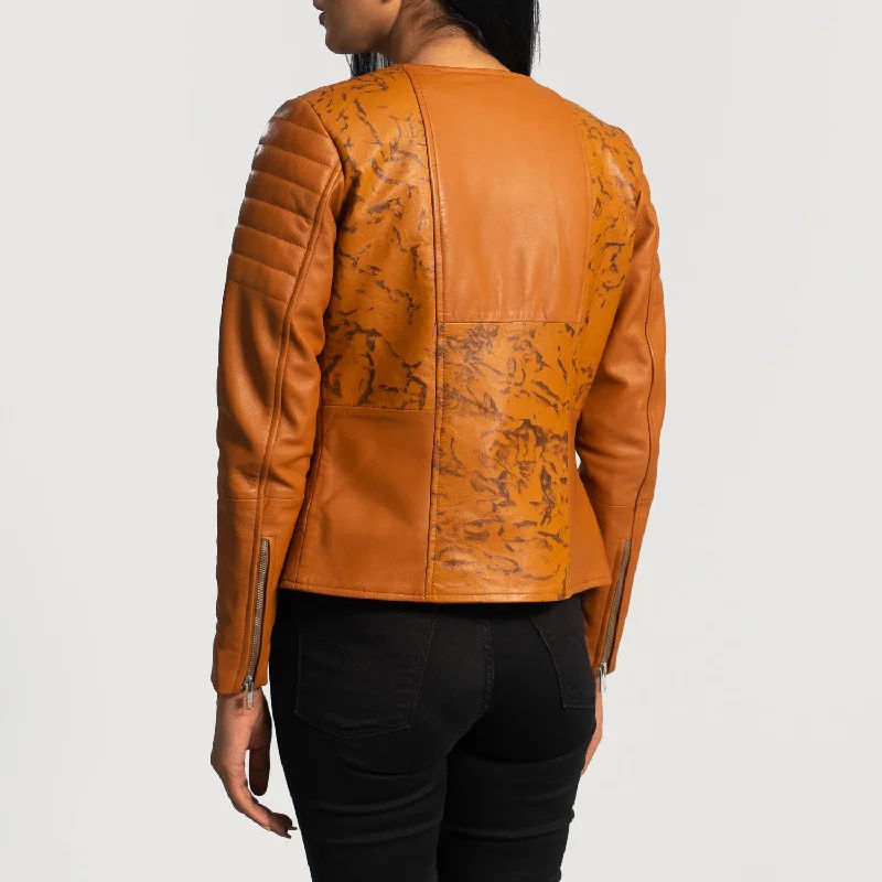 Sandy Tan Dye Leather Biker Jacket