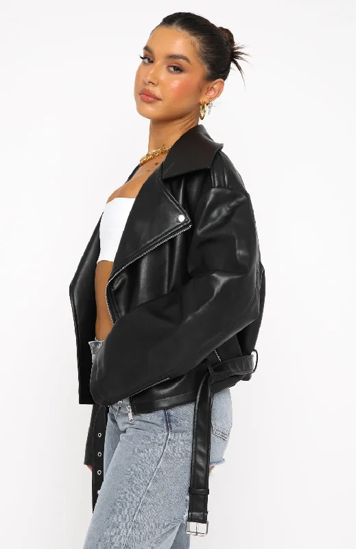 Seal The Deal PU Biker Jacket Black