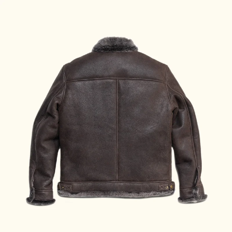 Shearling Leather Bomber Jacket | Espresso Brown