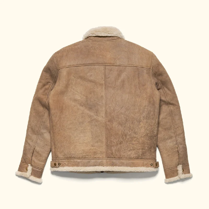 Shearling Leather Bomber Jacket | Sandstone Brown