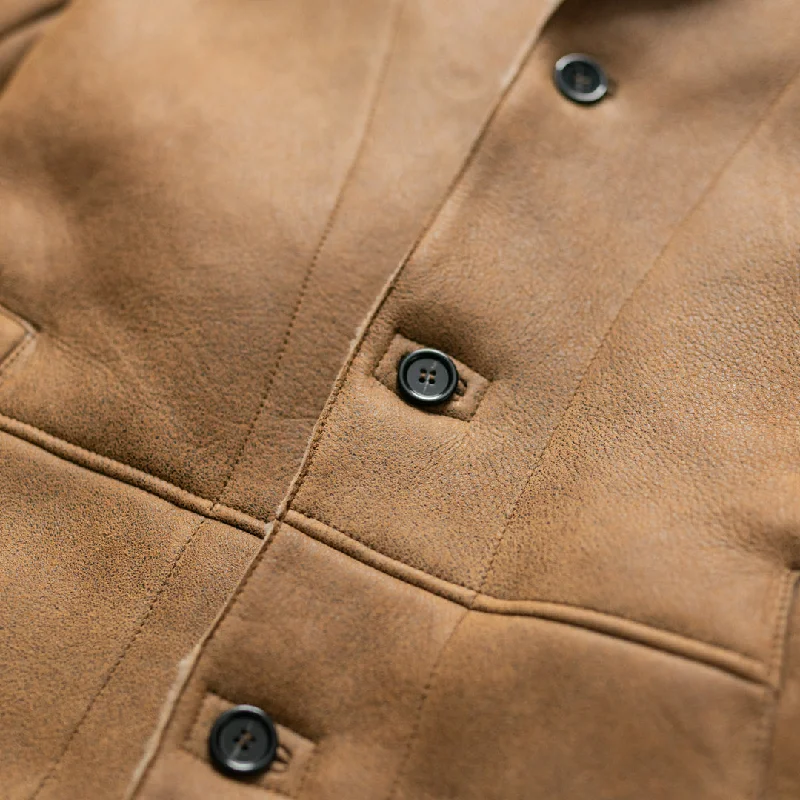 Big Sky Shearling Leather Blazer | Sandstone Brown