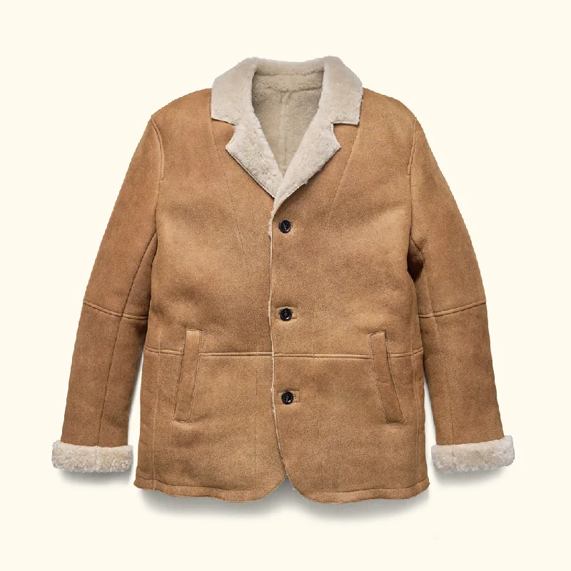 Big Sky Shearling Leather Blazer | Sandstone Brown