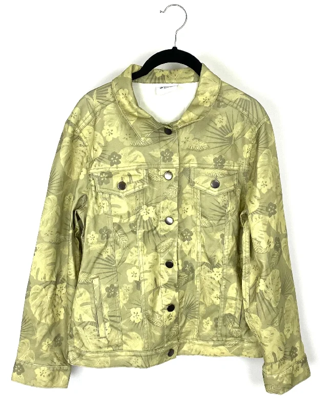 Green Floral Print Jacket - Small