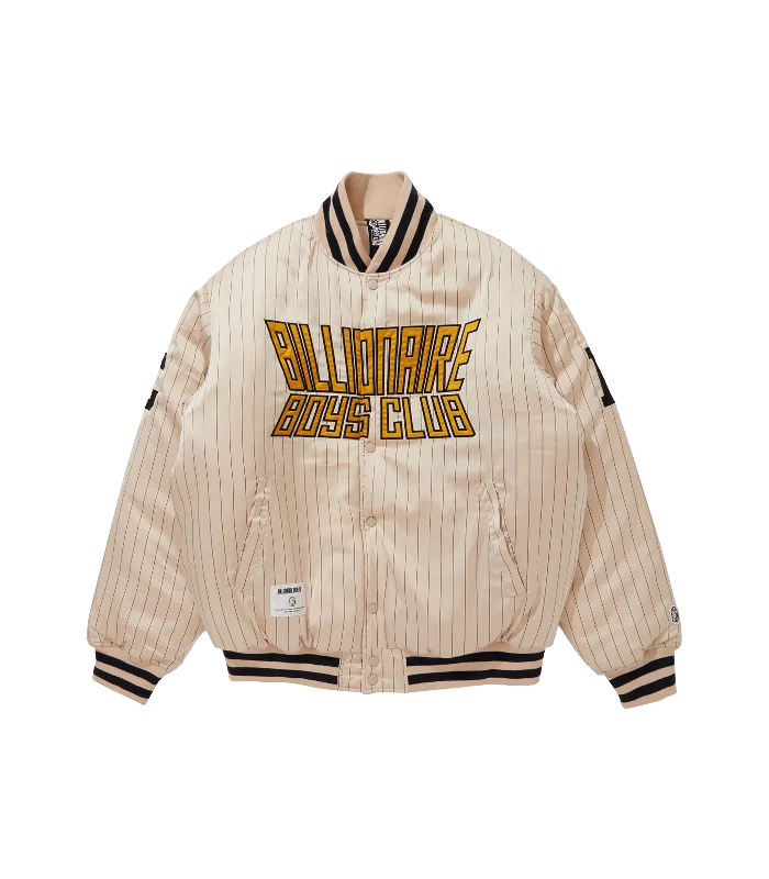 STRIPE SATIN JACKET - BEIGE