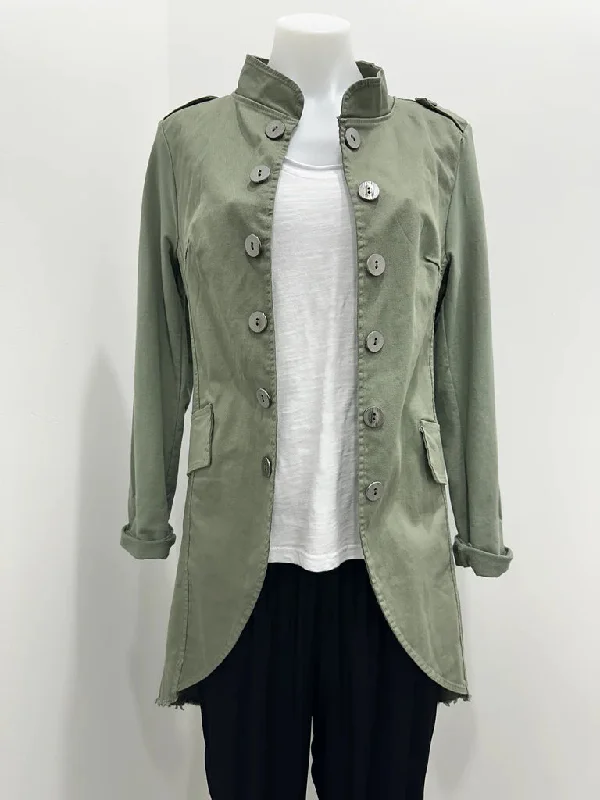 Suzy-D Bernie Stone Wash Military Jacket -OLIVE