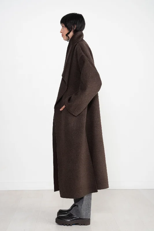 Signature Wool Cashmere Coat, Chocolate Melange