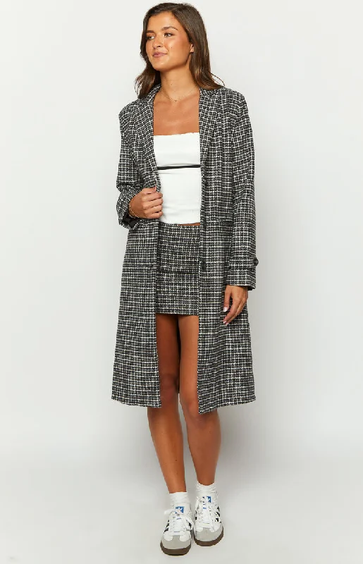 Twilight Grey Plaid Coat