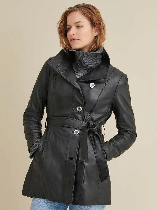 Victoria Belted Womens Leather Jacket