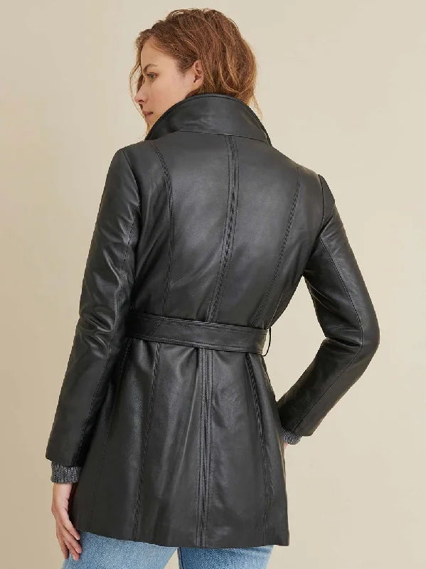 Victoria Belted Womens Leather Jacket