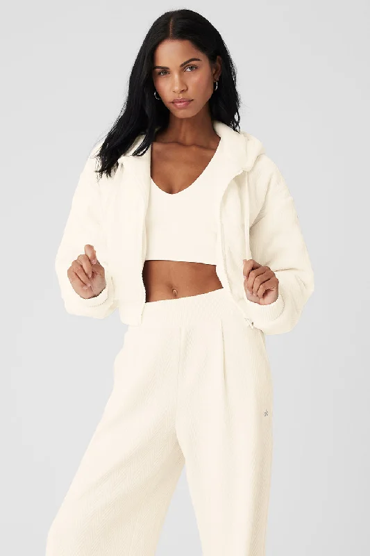 Cropped Cozy Day Full Zip Jacket - Ivory