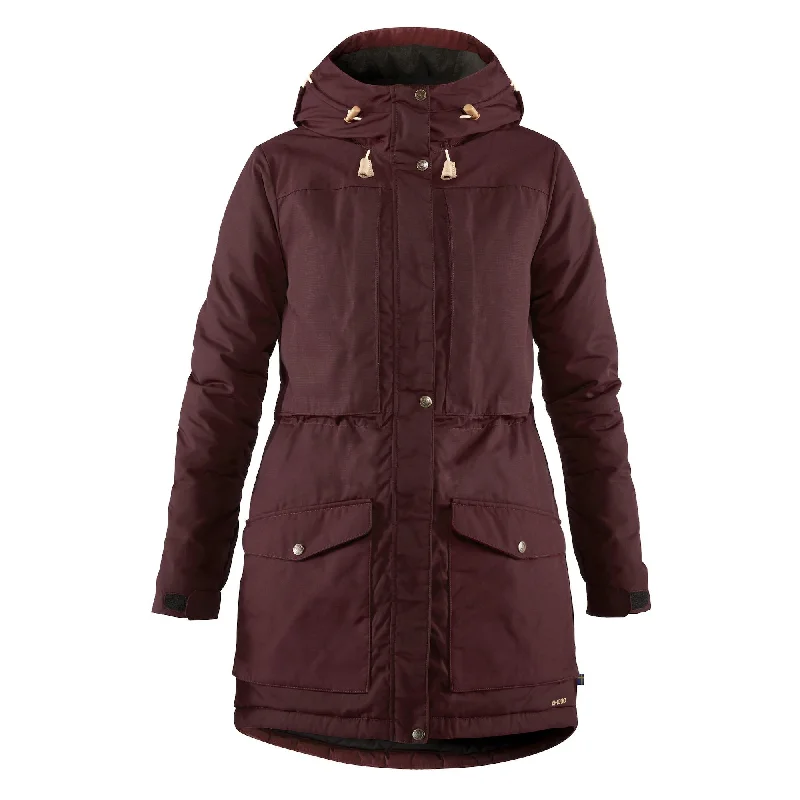 Womens Singi Wool Padded Parka - Dark Garnet