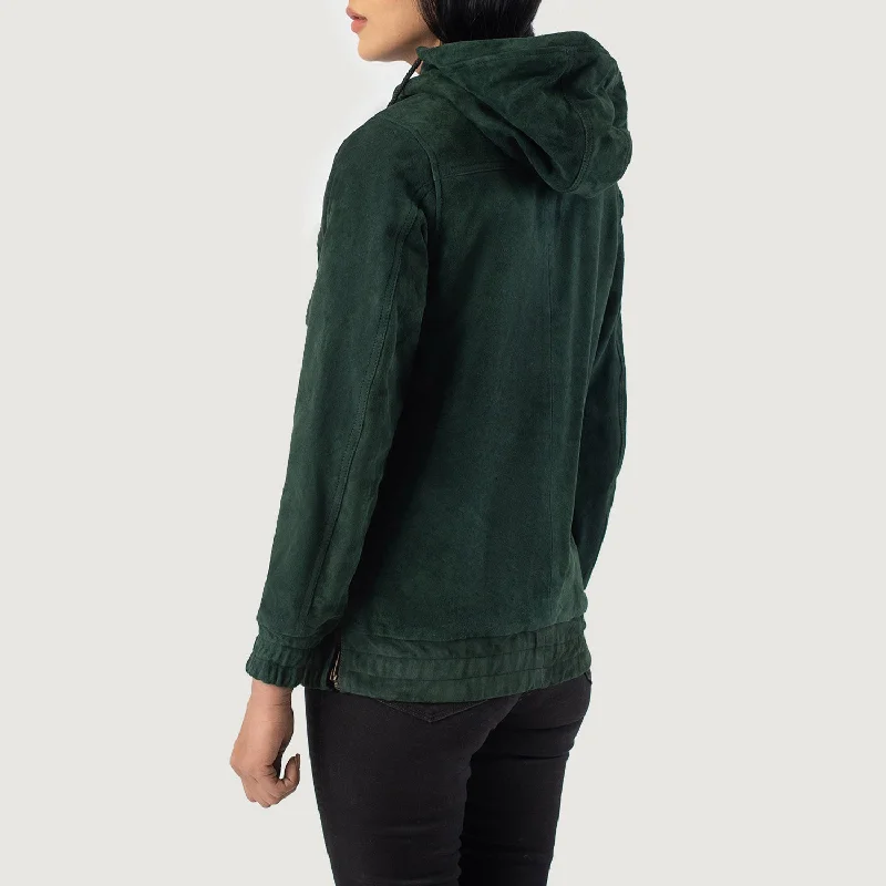 Zest Green Hooded Suede Pullover Jacket